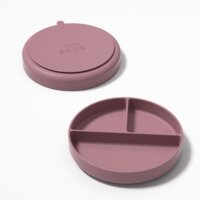 Silicone plate with suction, rose