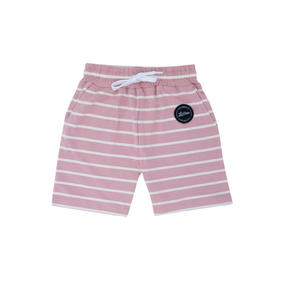 Stripes shorts - ROSA/HVID - 128