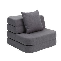 Sofa - 3 fold single soft - mørkegrå/sortgrå knap