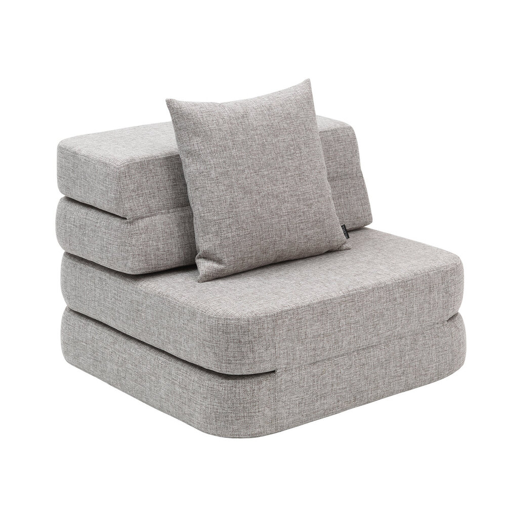 Sofa  3 fold single soft  lysegrå/mørkegrå knap
