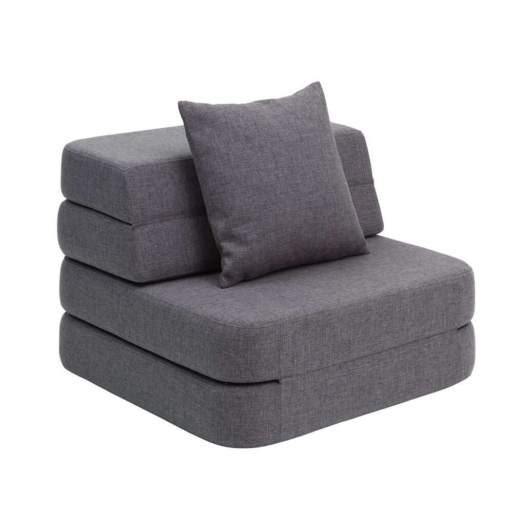 Sofa  3 fold single soft  mørkegrå/sortgrå knap