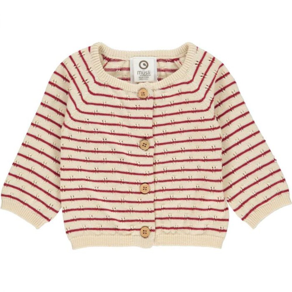 Knit stripe cardigan - Berry red - 68