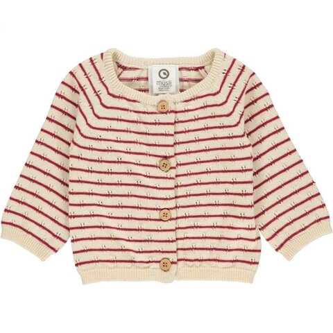 Knit stripe cardigan - Berry red