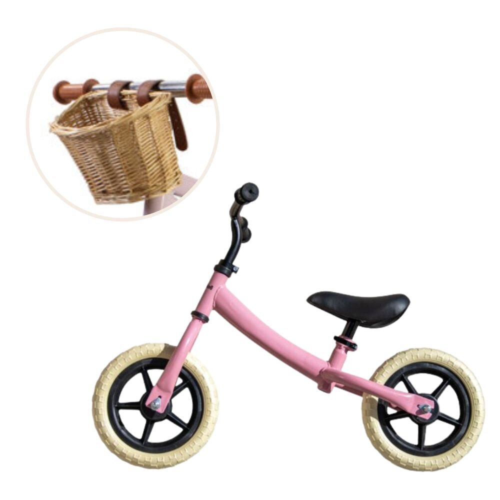 Løbecykel med cykelkurv - rosa
