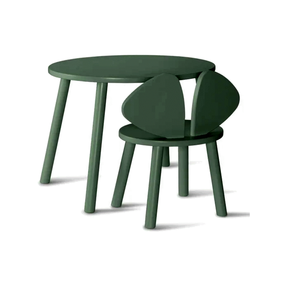Mouse sæt af stol og bord  Oliven Grøn