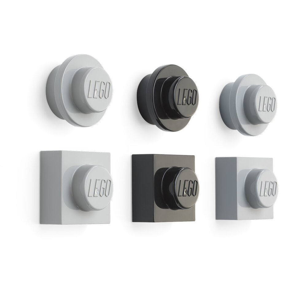 LEGO Storage Magnet Sæt - Grå og Sort