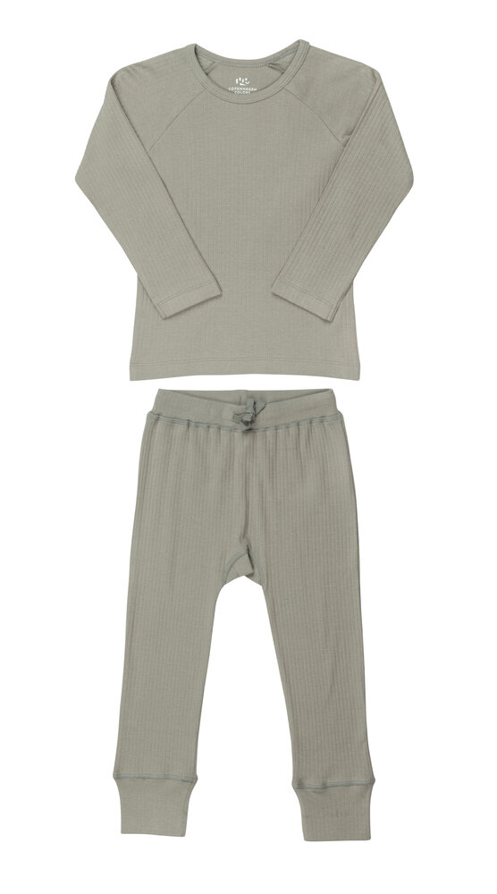Legging & t-shirt lange ærmer, 2-pak - light grey - 80