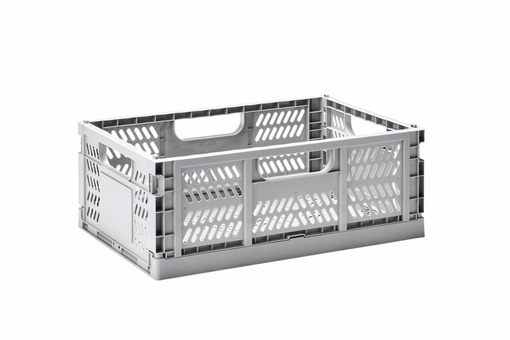Modern Folding Crate  Large  Light Grey