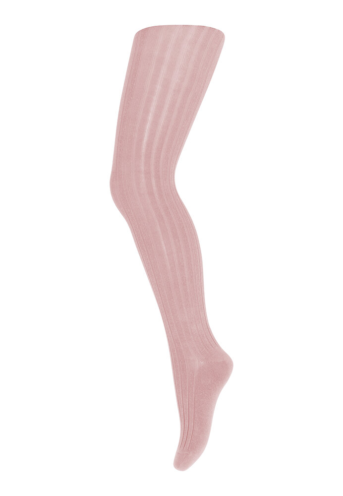 Basic rib strømpebuks - Silver Pink - 110