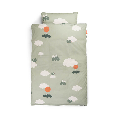 Junior sengetøj - happy clouds grøn
