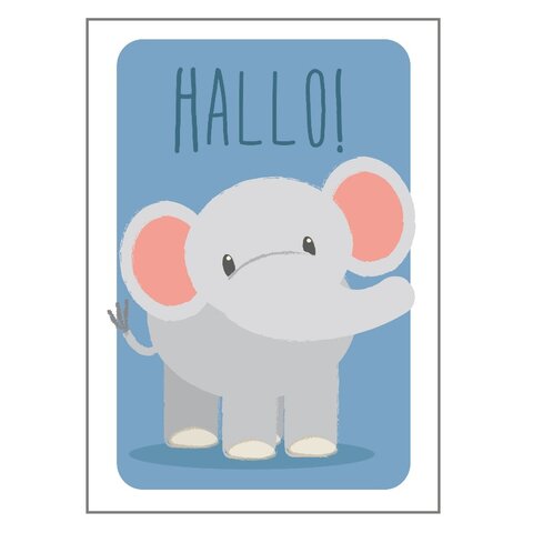 Elefant Hallo Plakat - 21x30 Cm