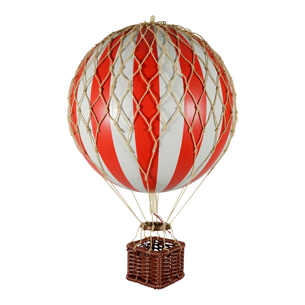 Luftballon, Hvid/rød Ø18 cm