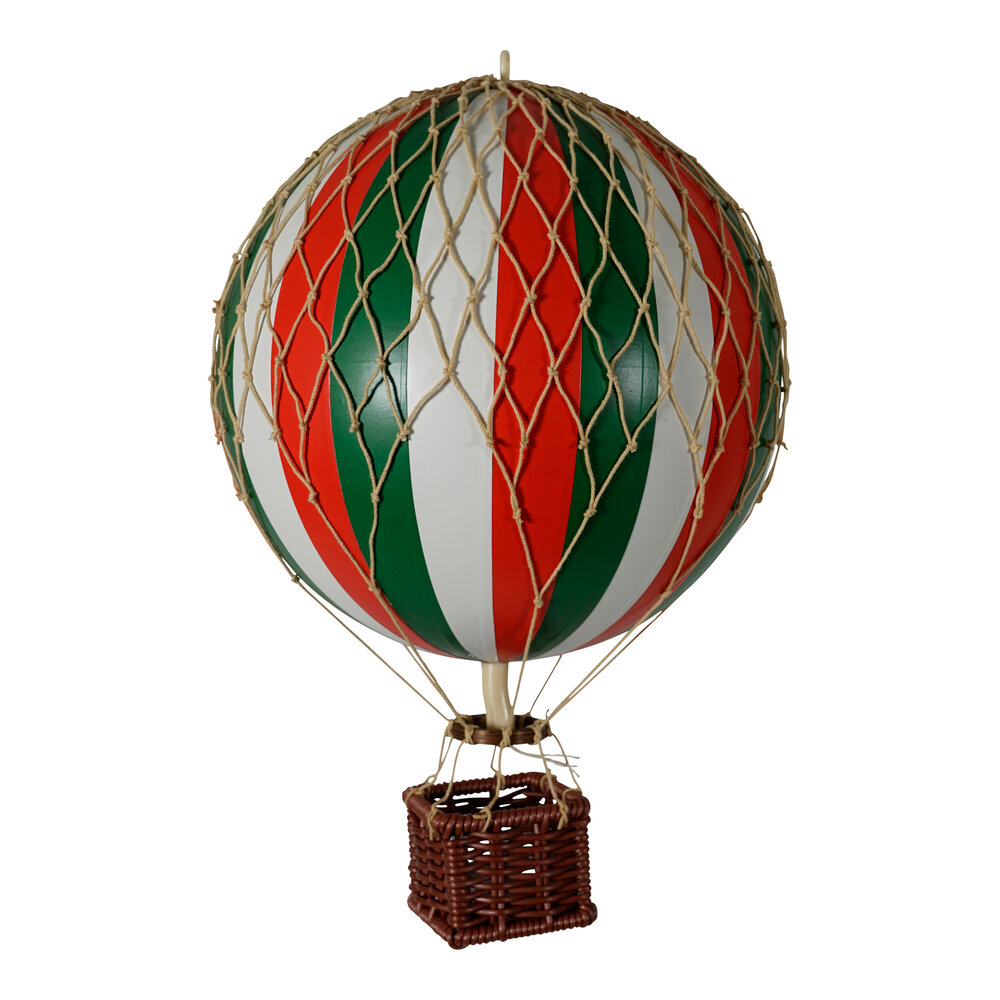 Luftballon, Hvid/rød/grøn Ø18cm