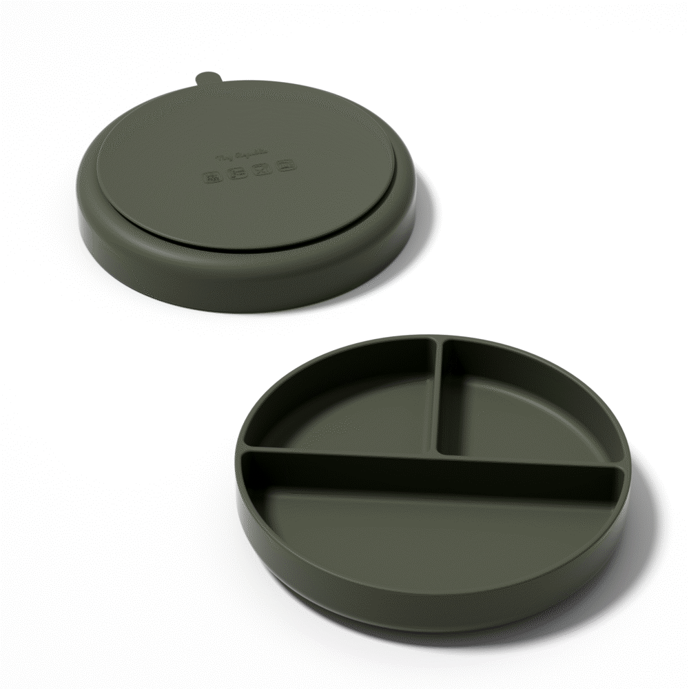 Silicone plate with suction, green