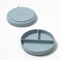 Silicone plate with suction, blue