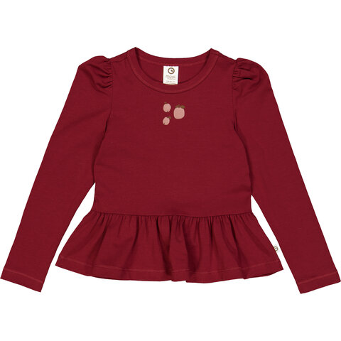 Apple printet bluse med peplum - Cabernet