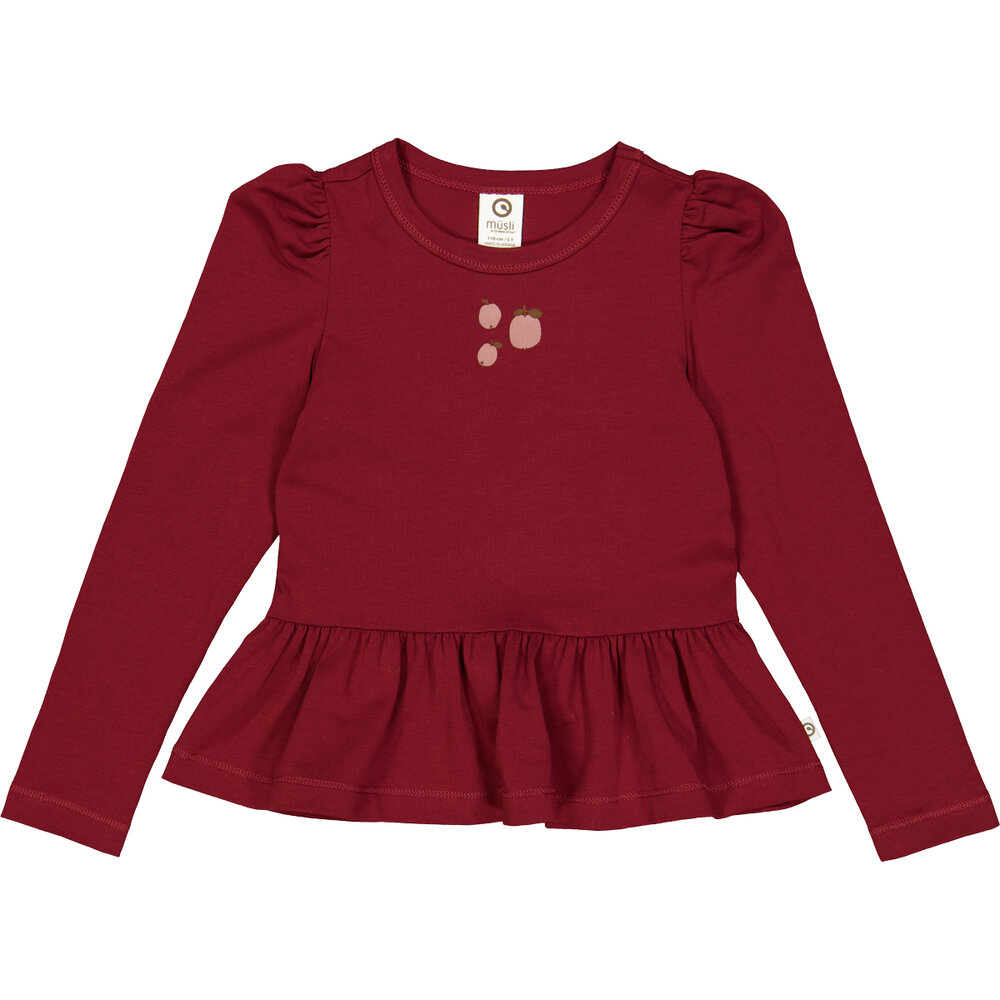 Apple printet bluse med peplum - Cabernet - 116