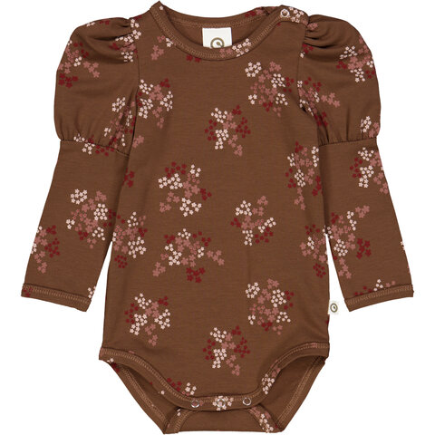 Flora pufærme body med blomsterprint - Bark/ Cabernet/ Nightingale