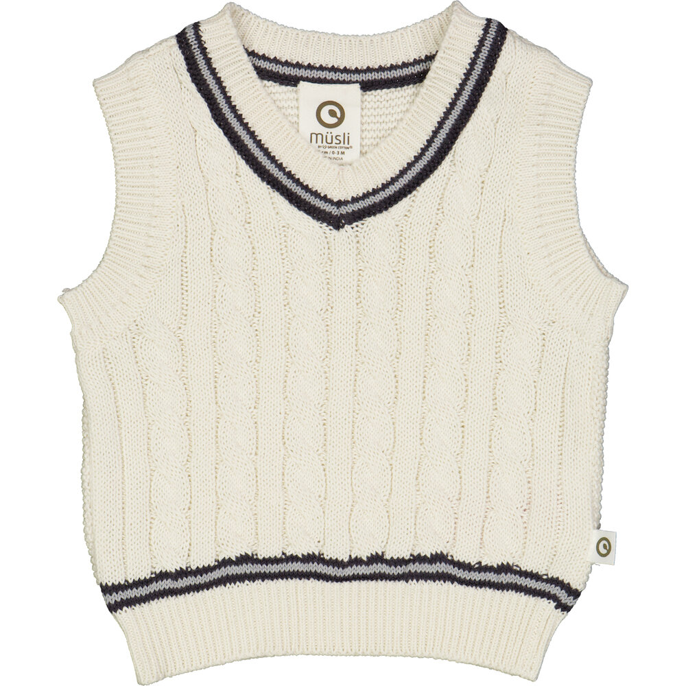 KNIT kabel strikket vest - Balsam cream - 80