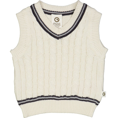 KNIT kabel strikket vest - Balsam cream