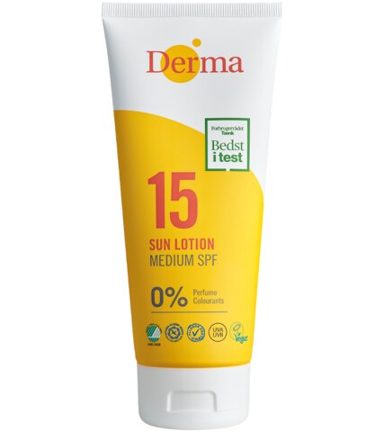 Derma sun sollotion mellem SPF15 200 ml.