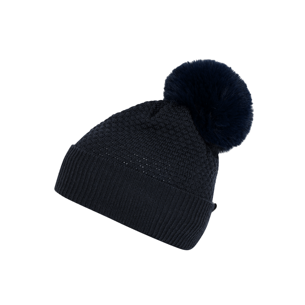 Chunky Oslo Beanie w fake fur - Navy - 51/53