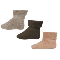 Uld baby strømper 3-pak - Brown Melange