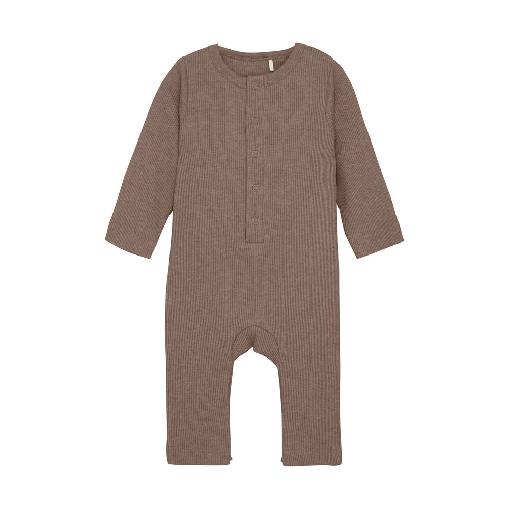 Sparkedragt langærmet Mélange Rib - Deep Taupe - 44