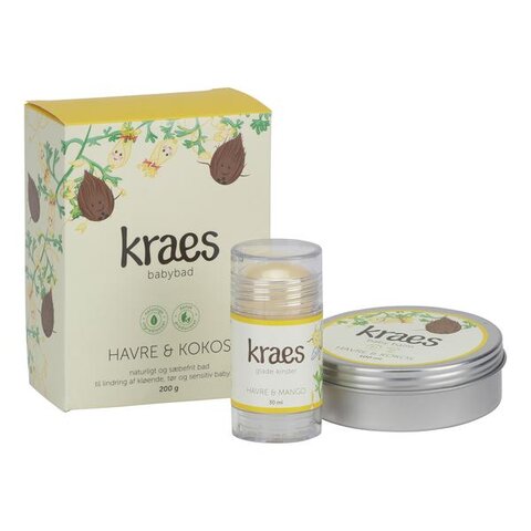 Kraes Gaveæske - babybad havre/kokos, baby balm & glade kinder