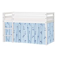ECO Dream Halvhøj seng (delbar) hvid 70x160, med forhæng blå