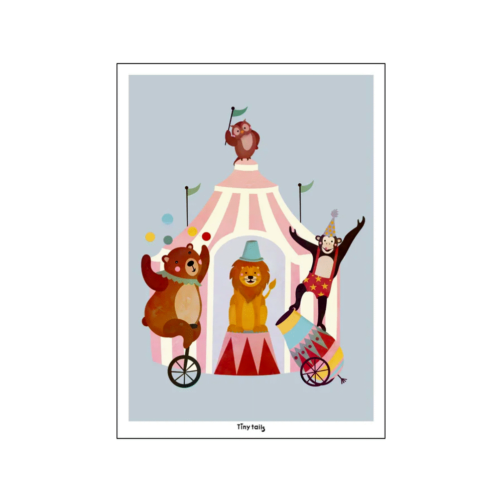 Plakat Lille Cirkus børneplakat lyseblå 50×70