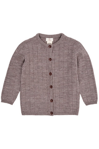 Strikket cardigan m. bred rib - NATURAL