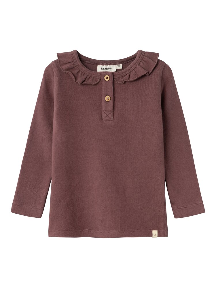 Thoro langærmet slim top - ROSE BROWN - 104