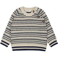 O-Neck Light Nordic Knit Sweater - OFF WHITE