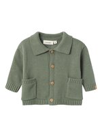 Theo langærmet løs cardigan -  agave green