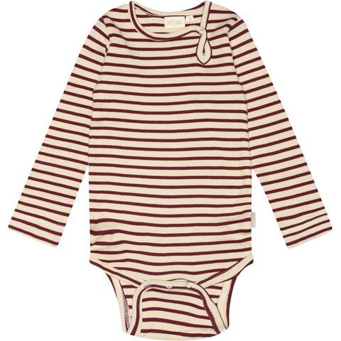 Body langærmet - Dark cherry/dark off white