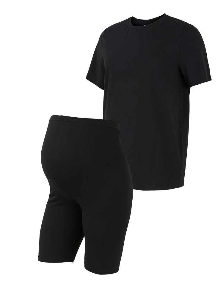 Sally solid t-shirt & shorts sæt - BLACK - M