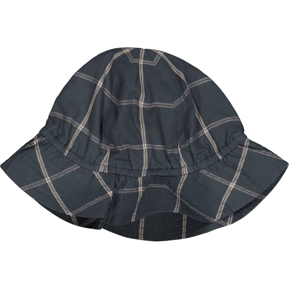 Check sommerhat med tern - Night blue/ Cashmere - 68/74