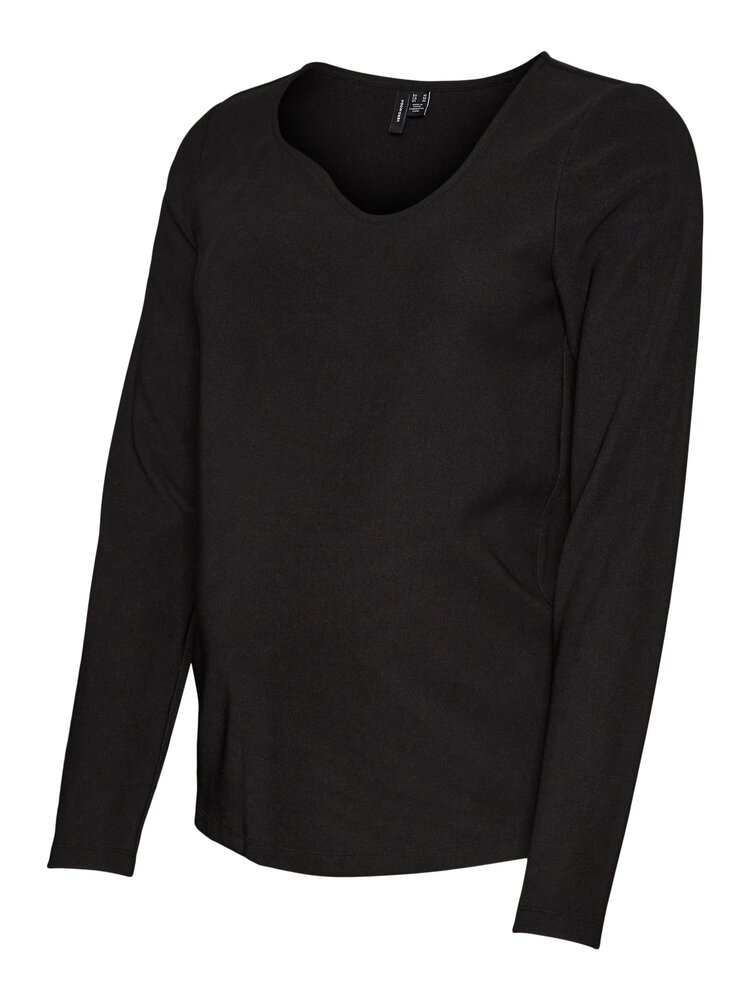 VERO MODA Windy l/s wavy rib top - BLACK M